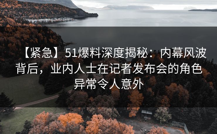 【紧急】51爆料深度揭秘:内幕风波背后,业内人士在记者发布会的角色异常令人意外 【紧急】51爆料深度揭秘:内幕风波背后,业内人士在记者发布会的角色异常令人意外